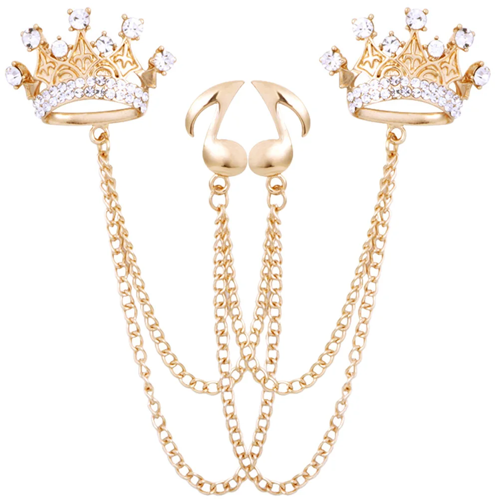 

2 Pcs Brooch Accessories Collar Pin Mens Suit Wild Fringe Chain for Alloy Sweater Shawl Corsage Gorgeous