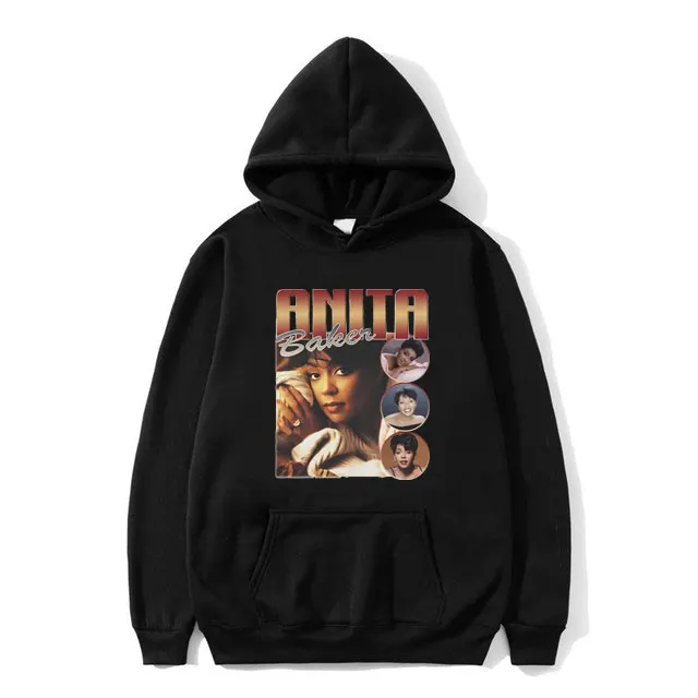 Singer Anita Baker Graphic Hoodie Men Women Hip Hop Fashion Oversized Pullover Male Vintage Y2k Long Sleeve Hooded Sweatshirt