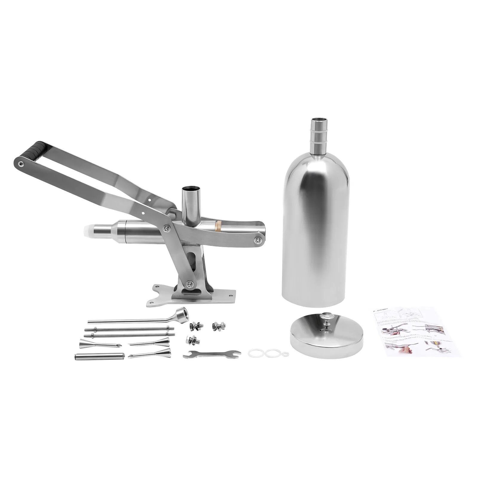 Plug & Pull Manual Donut Filler 5.28QT Stainless Steel with 4 Pipes for Fast Easy Donut Filling