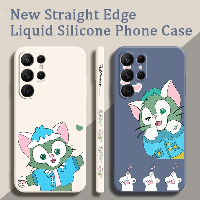 Gelatoni Disney Cute Liquid Left Rope For Samsung Galaxy S24 S23 S22 S21 S20 FE S10 Ultra Plus Lite 5G Cover TPU Phone Case