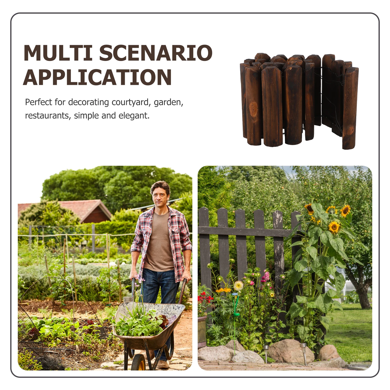 

Natural Solid Wood for Landscape Decorative Border Outdoor Adornment Lawn Partition Animal Barrier Corrosion for Garden