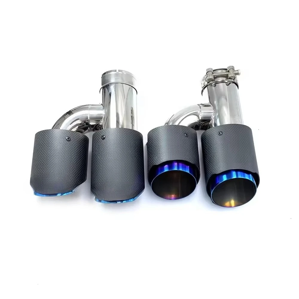 

SXLL High quality 304 stainless steel double outlet carbon fiber baked blue exhaust system muffler exhaust tip