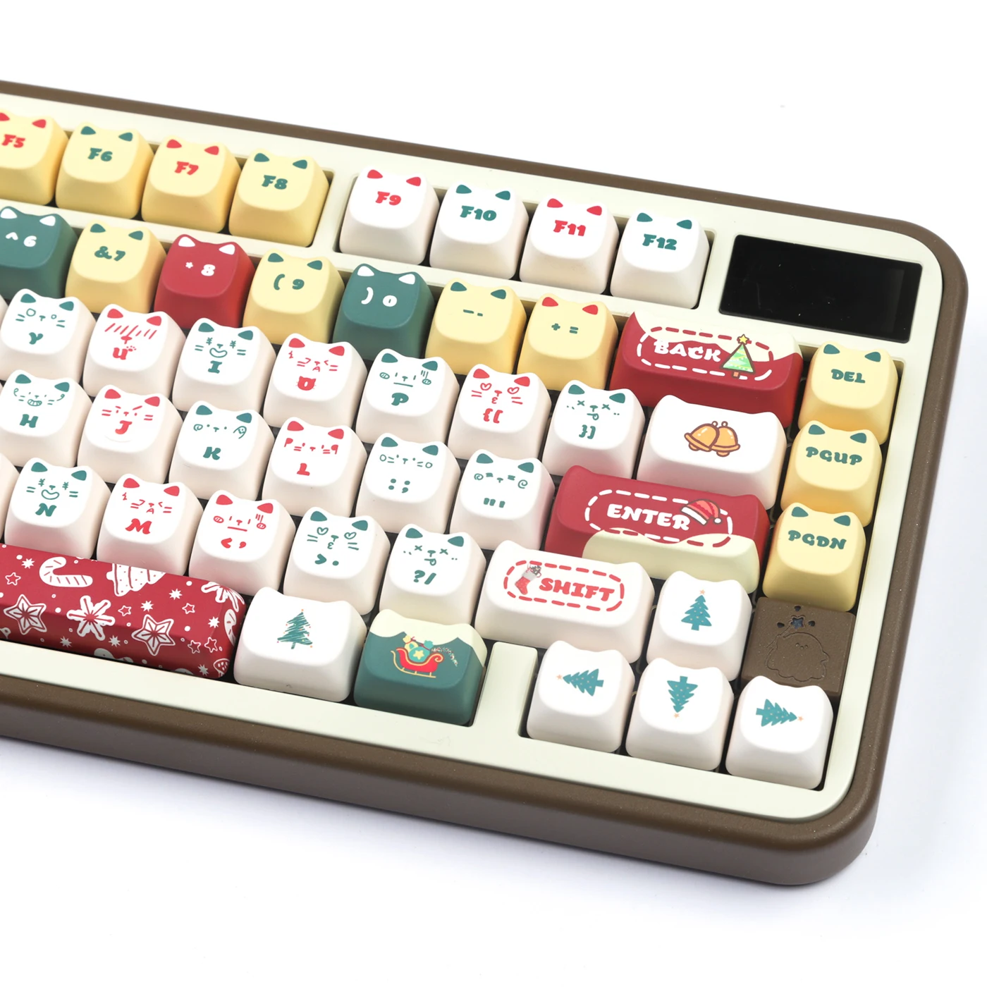 Christmas Cute Cat Theme Keycaps Set PBT MAO Profile 140key Custom Original Handmade Keycaps for Mechanical Keyboard Accessories