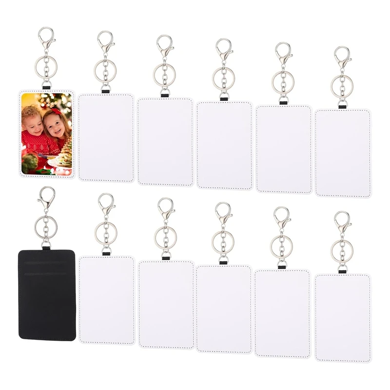 12 Pcs Sublimation Work Card Holder Portable Transportation Card Holder Leather Sublimation Badge Holders Printable Easy To Use