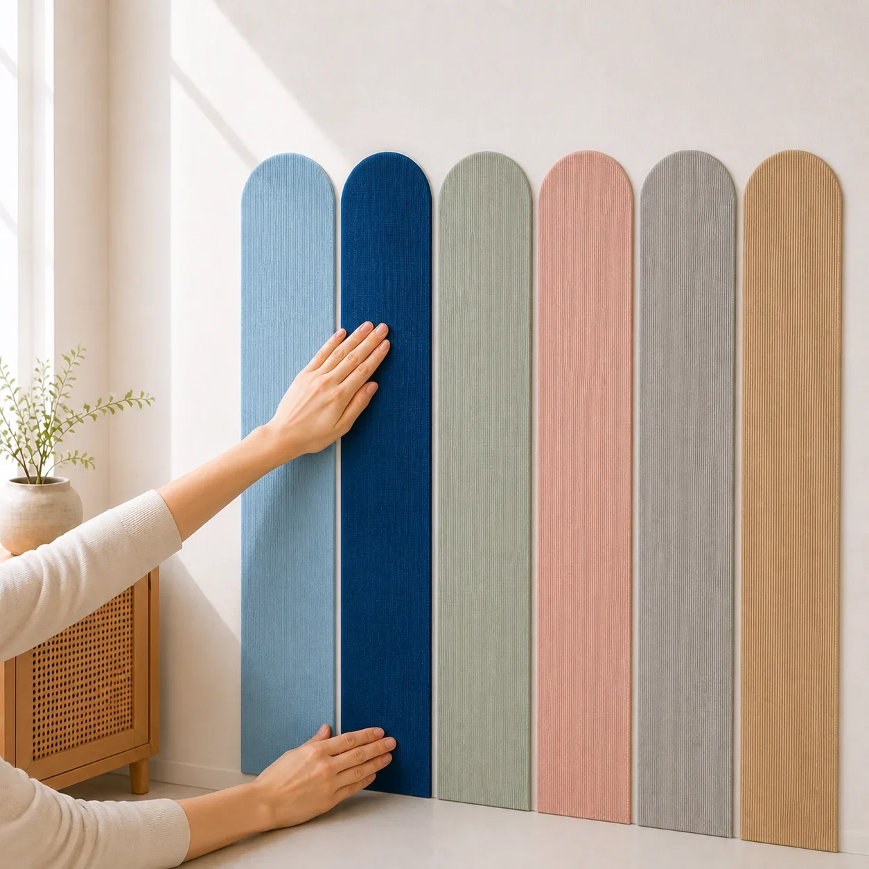 Removable 3D Arch-Shaped Macaron-Colored Anti-Collision Wall Sticker Suitable For Children's Room And Bedside Feature Wall.