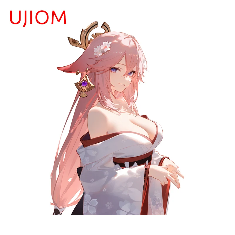 UJIOM Genshin Impact – autocollant mural attrayant Yae Miko, autocollant intéressant et unique qui attire l'attention, autocollant portable et polyvalent pour ordinateur portable