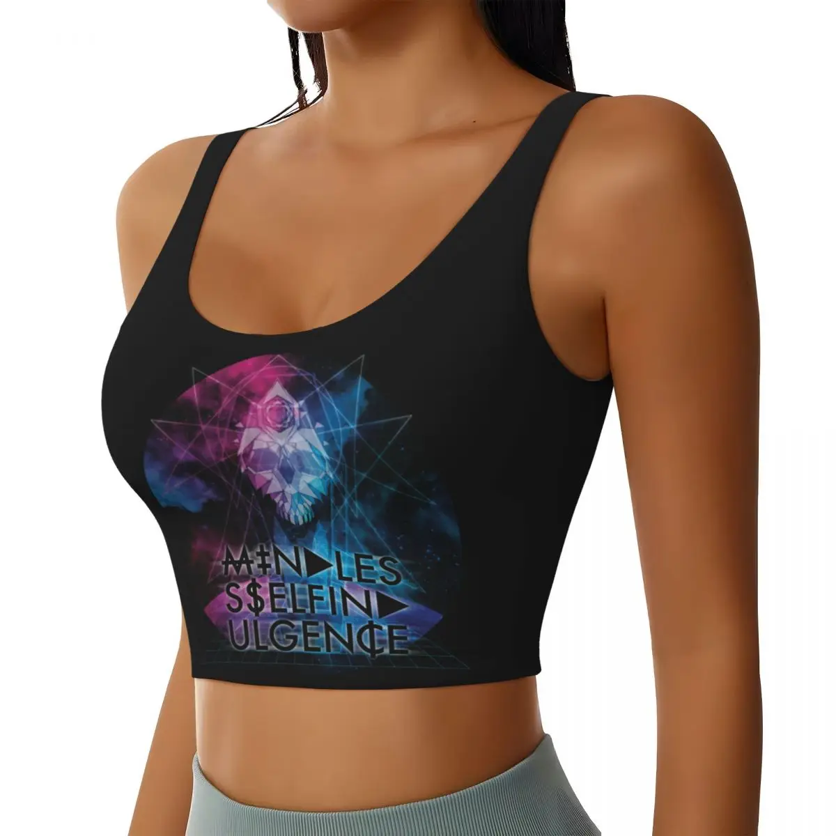 Custom Women Listen To Mindless Self Indulgence Sports Bras Electro High Impact Gym Workout Yoga Crop Tank Tops