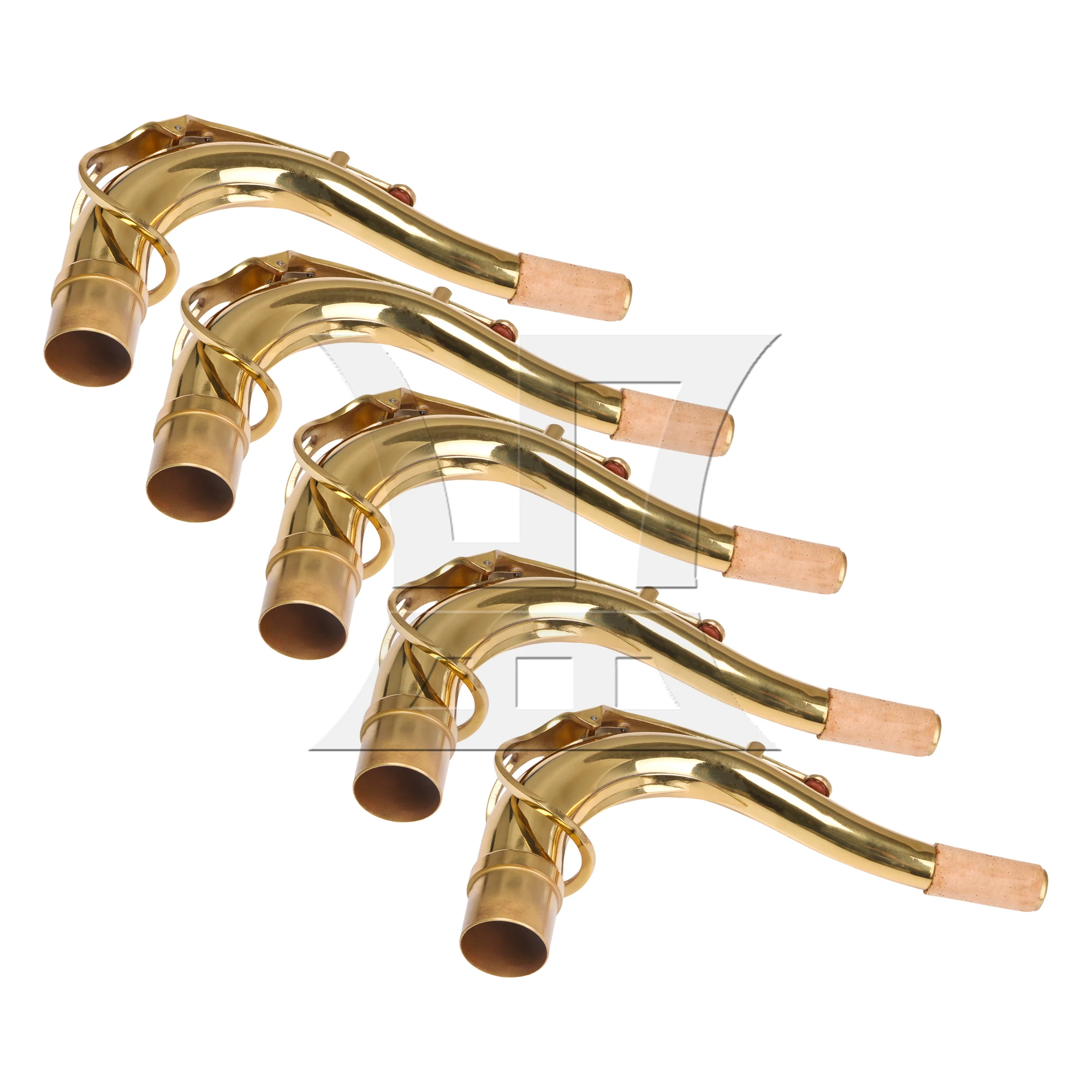 Yibuy Golden 27mm Port Copper Alto Saxophone Elbow Bend Neck لملحقات ألتو ساكسفون حزمة من 5 قطع