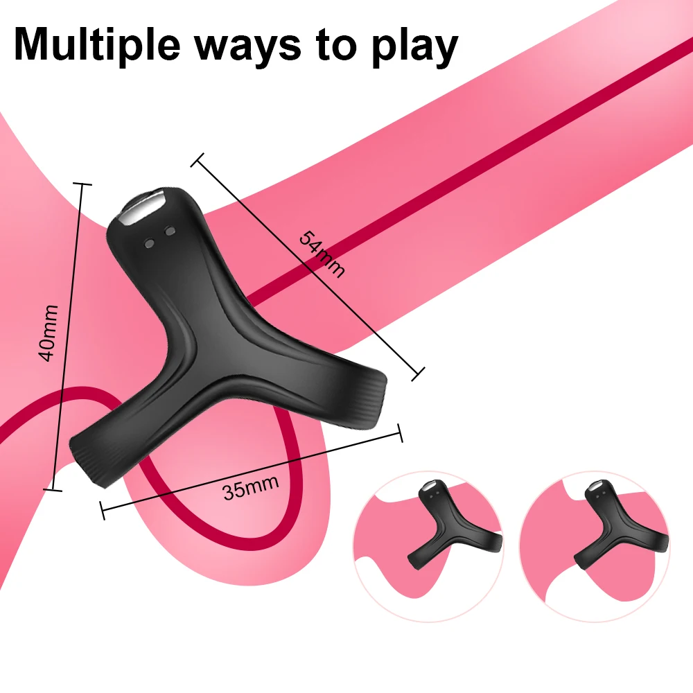 Male Penis Ring Vibrator Triangle Vibrating Cock Ring Delay Ejaculation Magnetic Charging Sex Toy For Men Penis Ring Masturbator