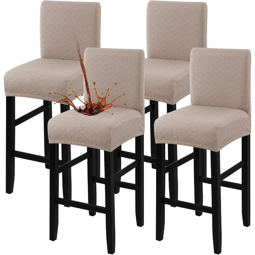 

Waterproof Bar Stool Covers Set of 4, Stretchy Pub Chair Slipcovers with Backs, Counter Height Chair Covers for Barstools