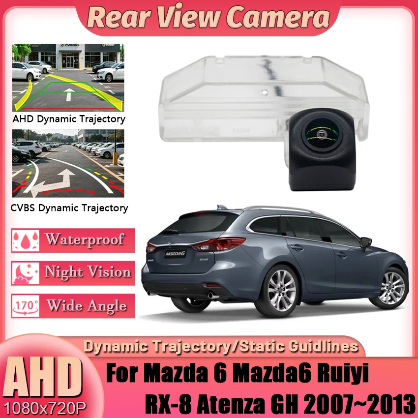 170 Degree AHD 1080P Car Rear View Camera For Mazda 6 Mazda6 Ruiyi RX-8 Atenza GH 2007~2013 Vehicle Trajectory Ruler Night Visio