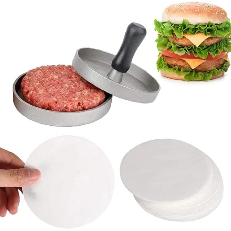 100pcs Hamburger Patty Paper Round Wax Paper Sheet for Burger Press Baking Cake Baking Separate Patty Oil Paper
