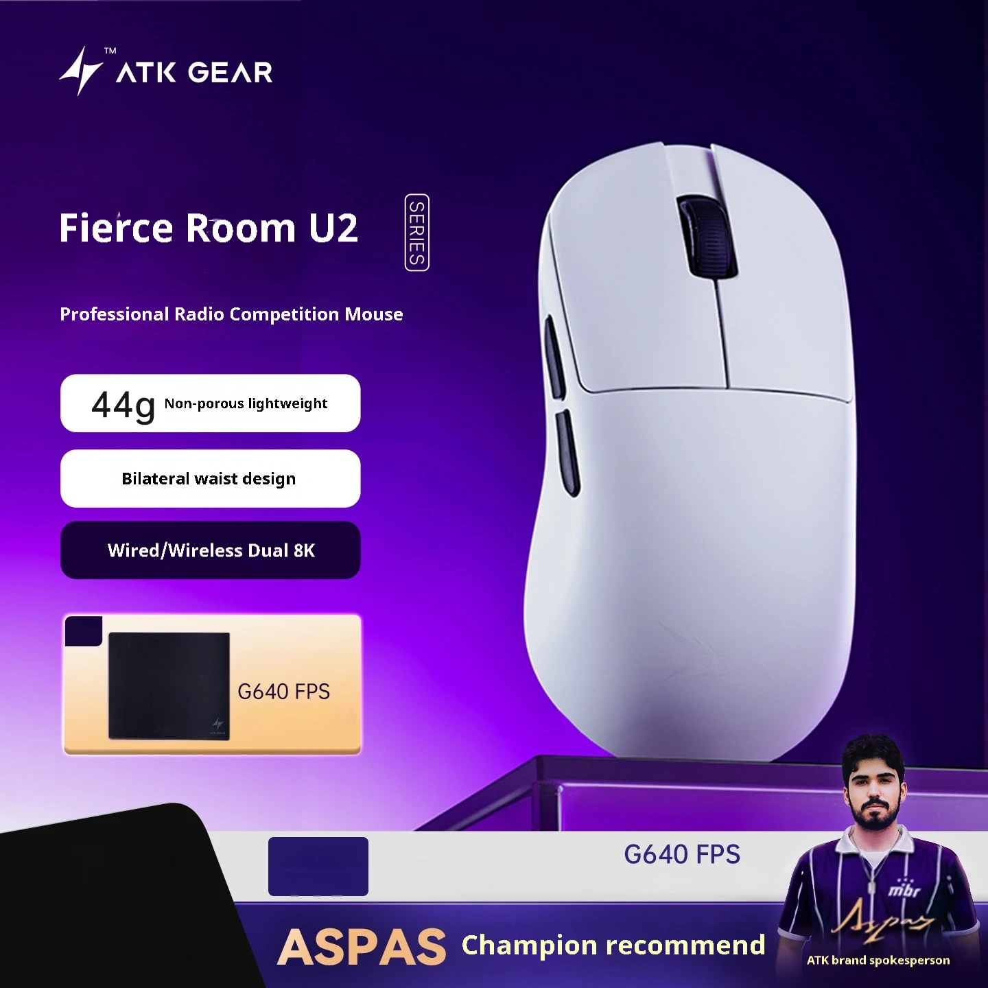 Mouse para jogos sem fio ATK U2 Blazing Sky Series U2 Pro Max
