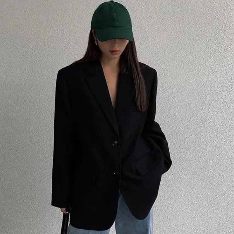 2026 Women's Suit Jacket  Spring Autumn Korean Version Retro Style Temperament Trend Loose Solid Female Suit Women Top