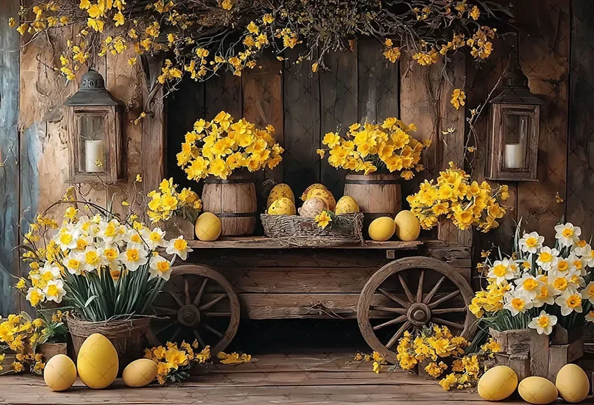 Mehofond Photography Background Spring Easter Retro Wood House Flowers Kids Birthday Party Portrait Decor Backdrop Photo Studio