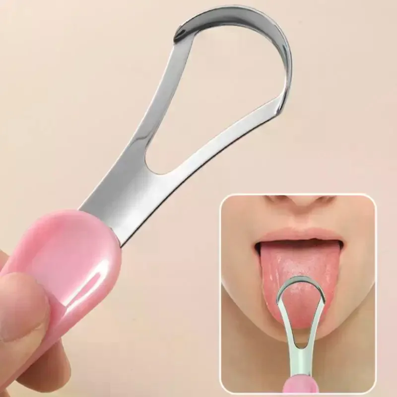 منظف مكشطة اللسان للأطفال البالغين، 2 في 1 فرشاة لسان من السيليكون وكاشطات لسان من الفولاذ المقاوم للصدأ للأسنان منعشة #4