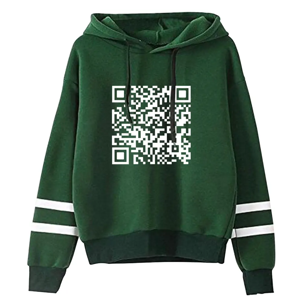 QR Code  Hooded Fu You QR Code  Hooded Funny Christmas hooded Drawstring Pocketless  Sweatshirt Men/women  Novelty Pullover