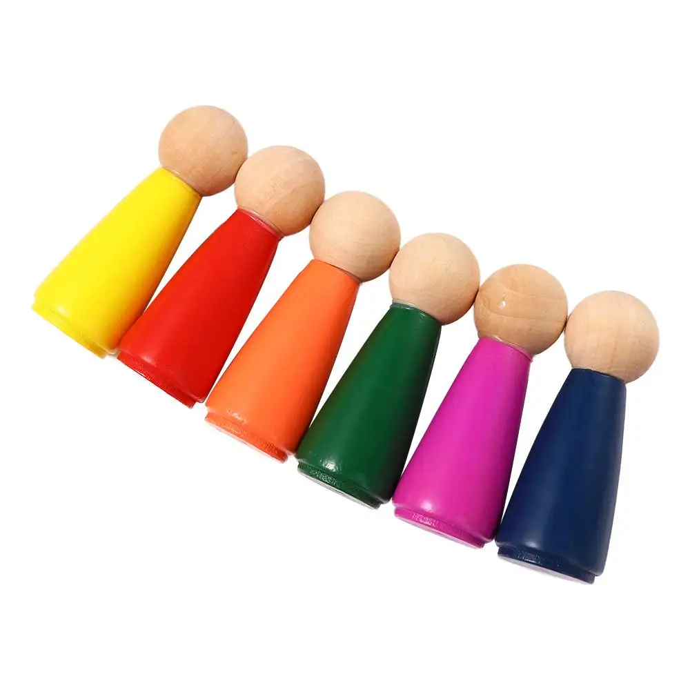 Geschenk Mensen Figuren Pop Montessori Speelgoed Gemonteerd Huis Educatief Speelgoed Bouwstenen Regenboog Kleur Peg Poppen Puzzels Speelgoed