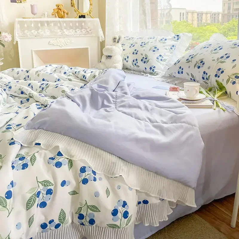 

Bedding Home Textile Pastoral Small Floral Single Summer Quilt Four-piece Princess Lace Simple Summer Dormitory Sheet