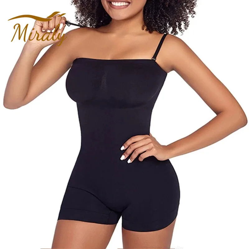 Slimmer Thigh Bodysuit Shapers Seamless Compress Shapewear Plain Top Removable Straps Shaper Tummy Control Jumpsuit Body Shaper