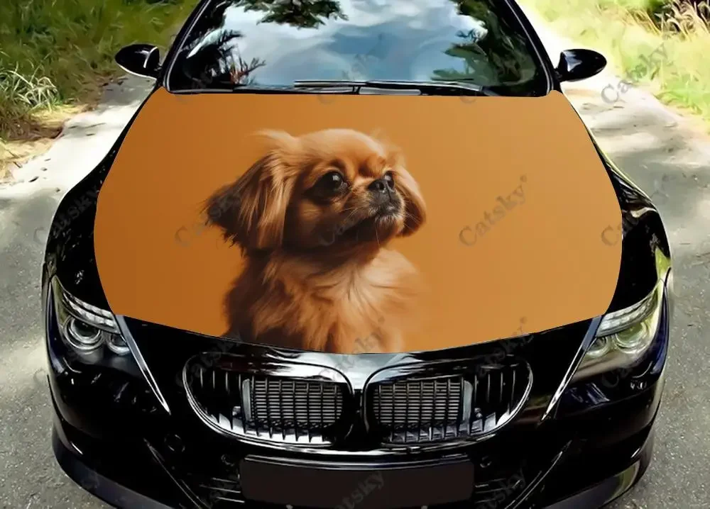 

Animal Pekingese Dog Car Hood Vinyl Stickers Wrap Cover Vinyl Film Engine Decals Custom Auto Accessories Decoration Protect Gift