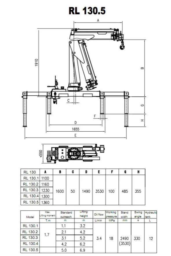 1 Ton Small Mini Pickup Crane Electric Hydraulic Lifting Cranes Constructions for Sale