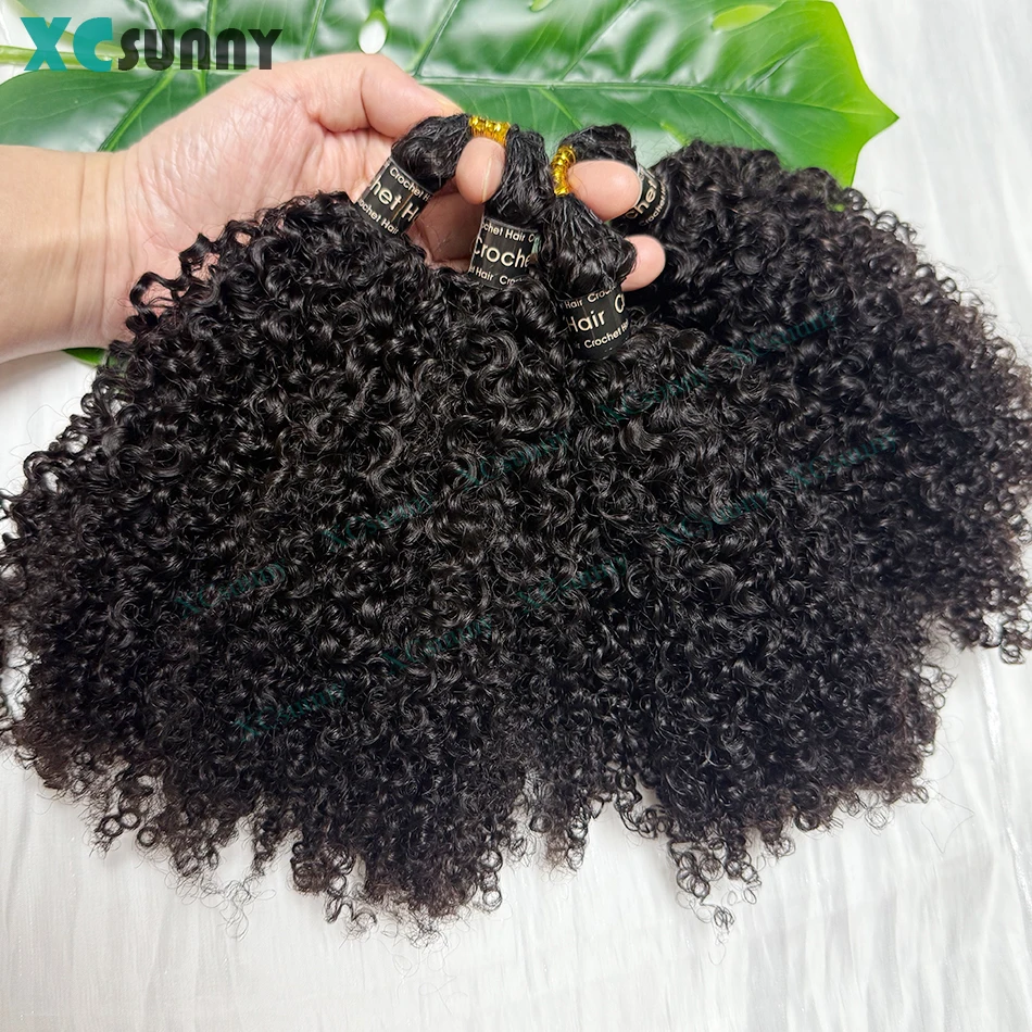 

Вязаные крючком человеческие волосы с перьями, афро-кудрявые вьющиеся крючком наращивание человеческих волос без узлов, предварительно разделенные для косичек в стиле бохо