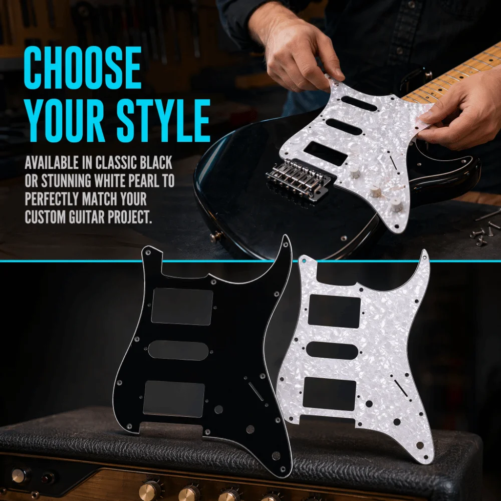 White Pearl Color And Black Electric Guitar Pickguard PVC Material HSH Guitar Pickguard Guitar Pick Guard For Electric Guitar