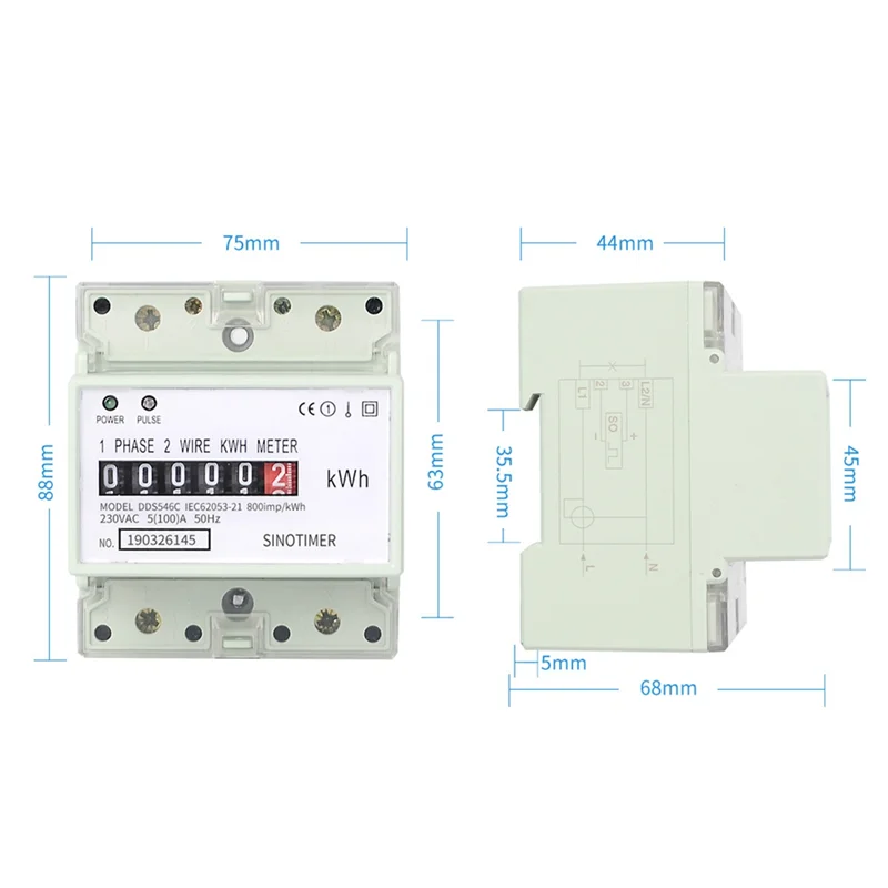 HOT Electric Single Phase Two Wire AC 220V 100A Energy Meter KWh Counter Consumption Analog Electricity Wattmeter(A)