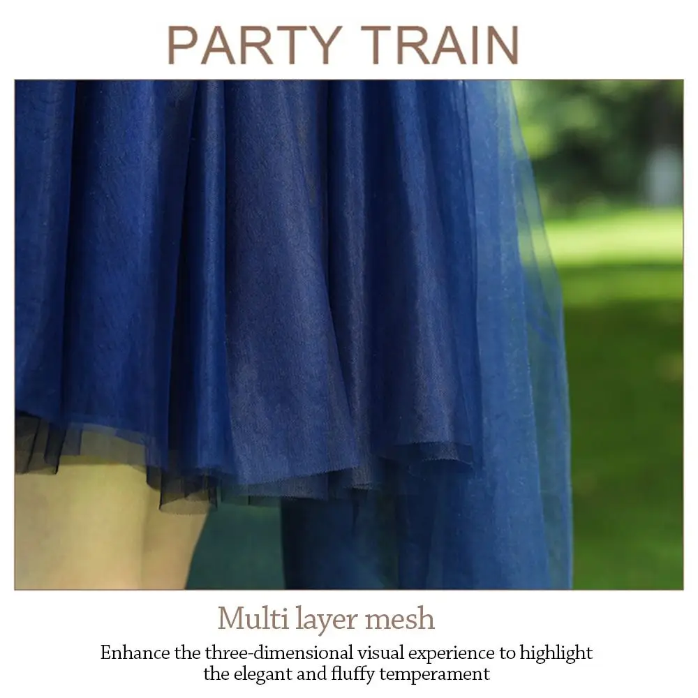 

Fashion 4 Layers Tulle Long Petticoat High Low Black Underskirt Breathable Chic Tutu Skirt Women