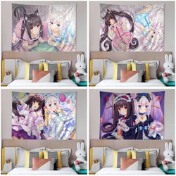 Leuke Nekopara Hippie Muur Hangende Wandtapijten Art Science Fiction Room Home Decor Kawaii Room Decor