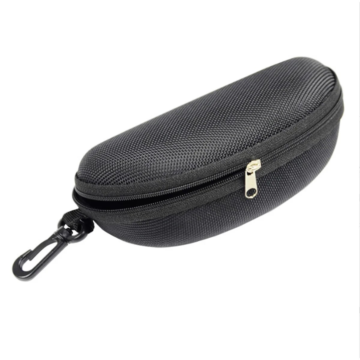 Black Hard Shell Elegant Polyester Glasses Case With Zipper And Hook Universal Men'S And Women'S Glasses Case Fashionable Acces