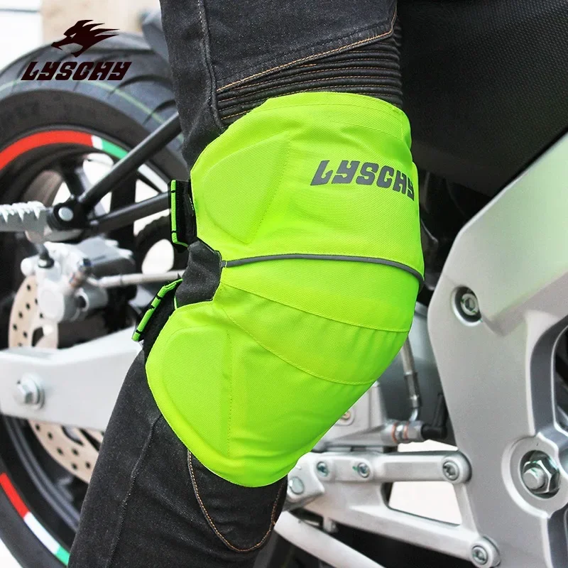 

LYSCHY Short Motorcycle Knee Pads CE Protector Breathable Wear-resistant Waterproof Anti-collision Fluorescent Green Knee Pads