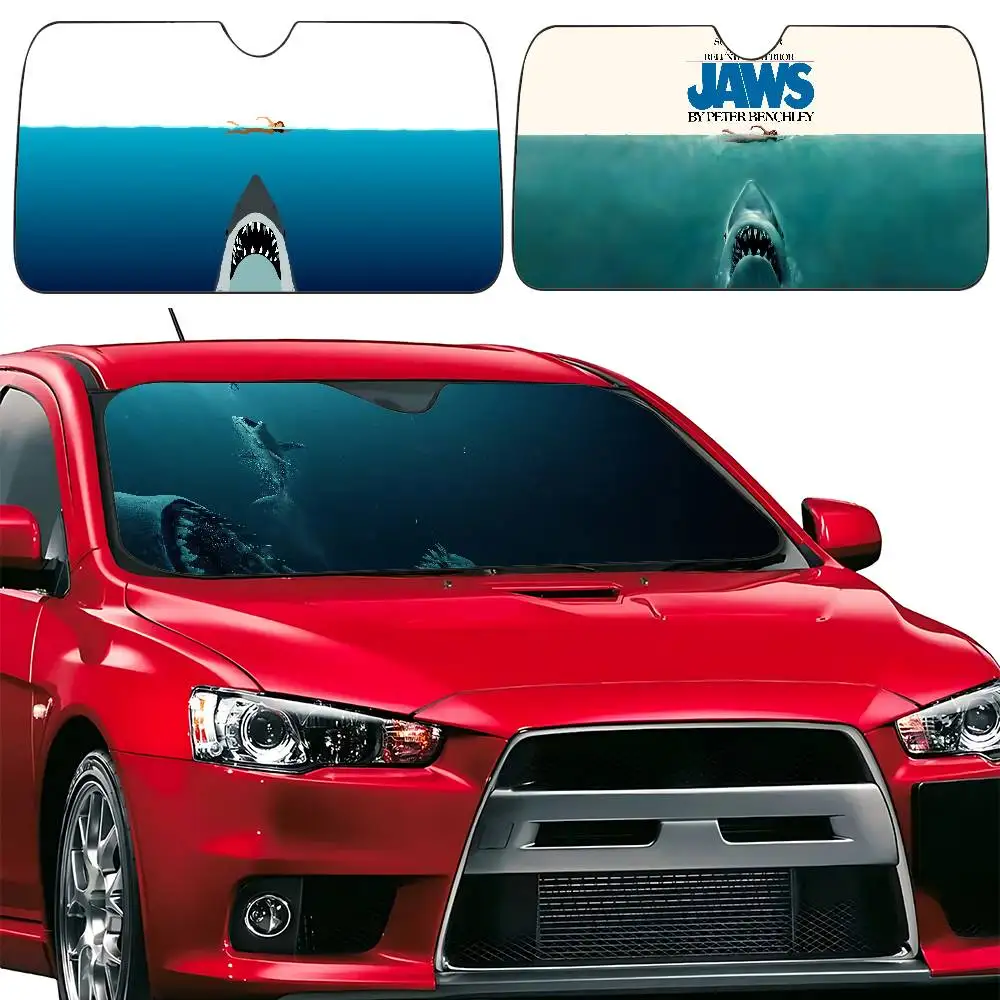 

Jaws Movie Ocean Car SunShade Windscreen Front Window Visor 70x130cm Sun Visor Solar Protect Plaid Gift Novelty Car