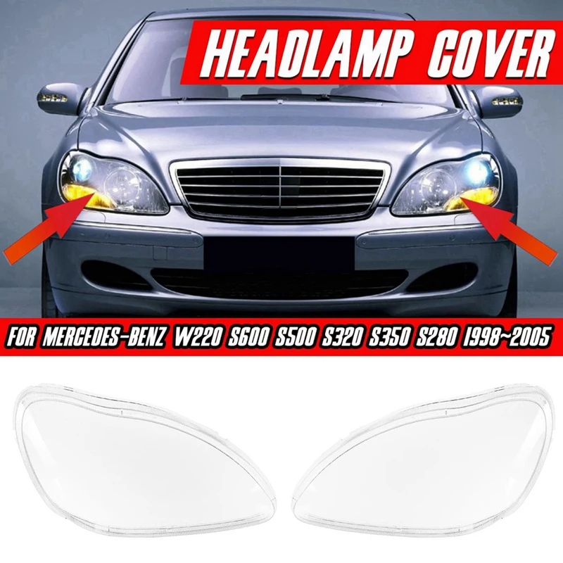 

1Pair Headlight Shell Lamp Shade Transparent Lens Cover For Mercedes-Benz S-Class W220 1998-2005 Headlamp Dust Cover