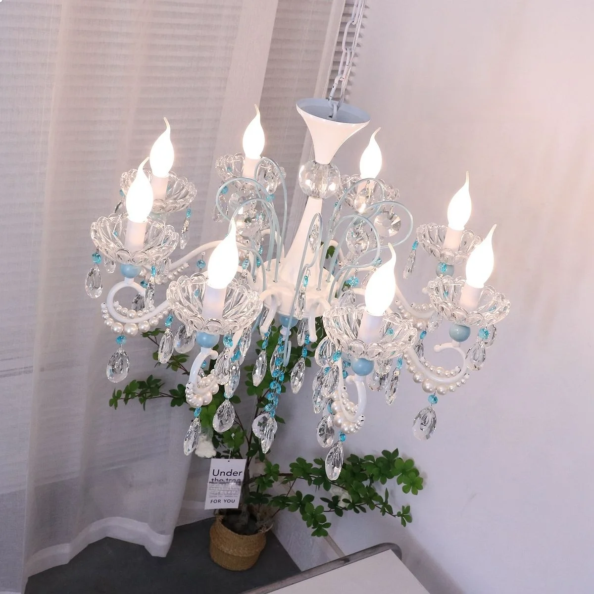 

French Crystal LED Pendant Light For Home Decoration Living Room Bedroom Kitchen Countryside Warm Dining Room Lighting Fixtures