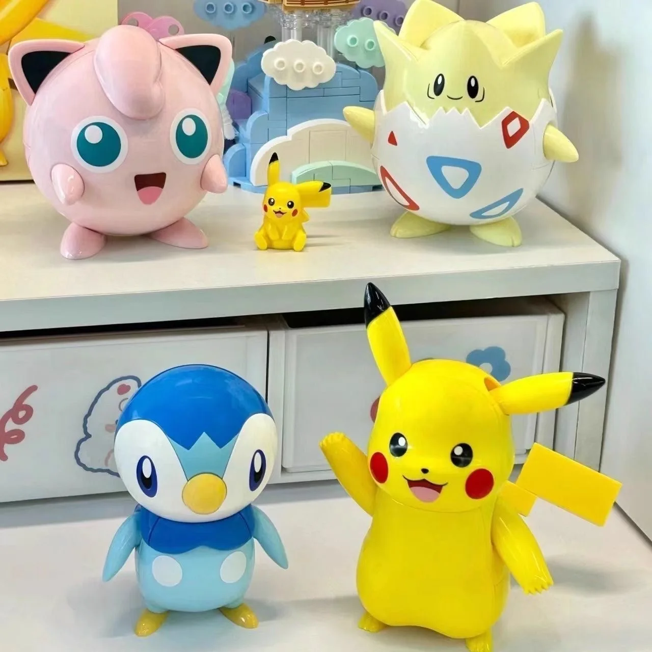 Pokémon Series Building Blocks Pikachu Jigglypuff Kirby Togepi Gengar Cartoon Figure Ornaments Model Bricks Toys Holiday Gifts