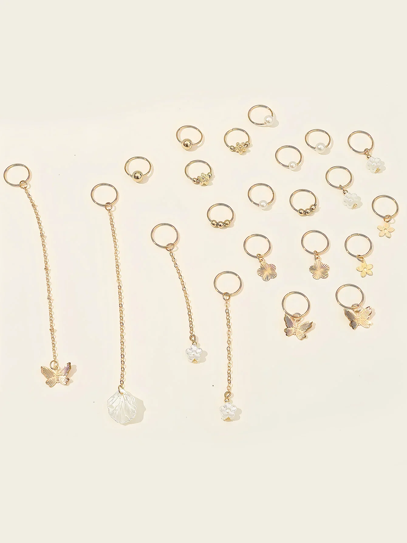 20 ชิ้น Golden ผีเสื้อเครื่องประดับผมสําหรับ Braids ปาล์ม Braids คลิปดอกไม้ Loc Charms & ไข่มุกผม Cuffs/แหวนอุปกรณ์เสริม