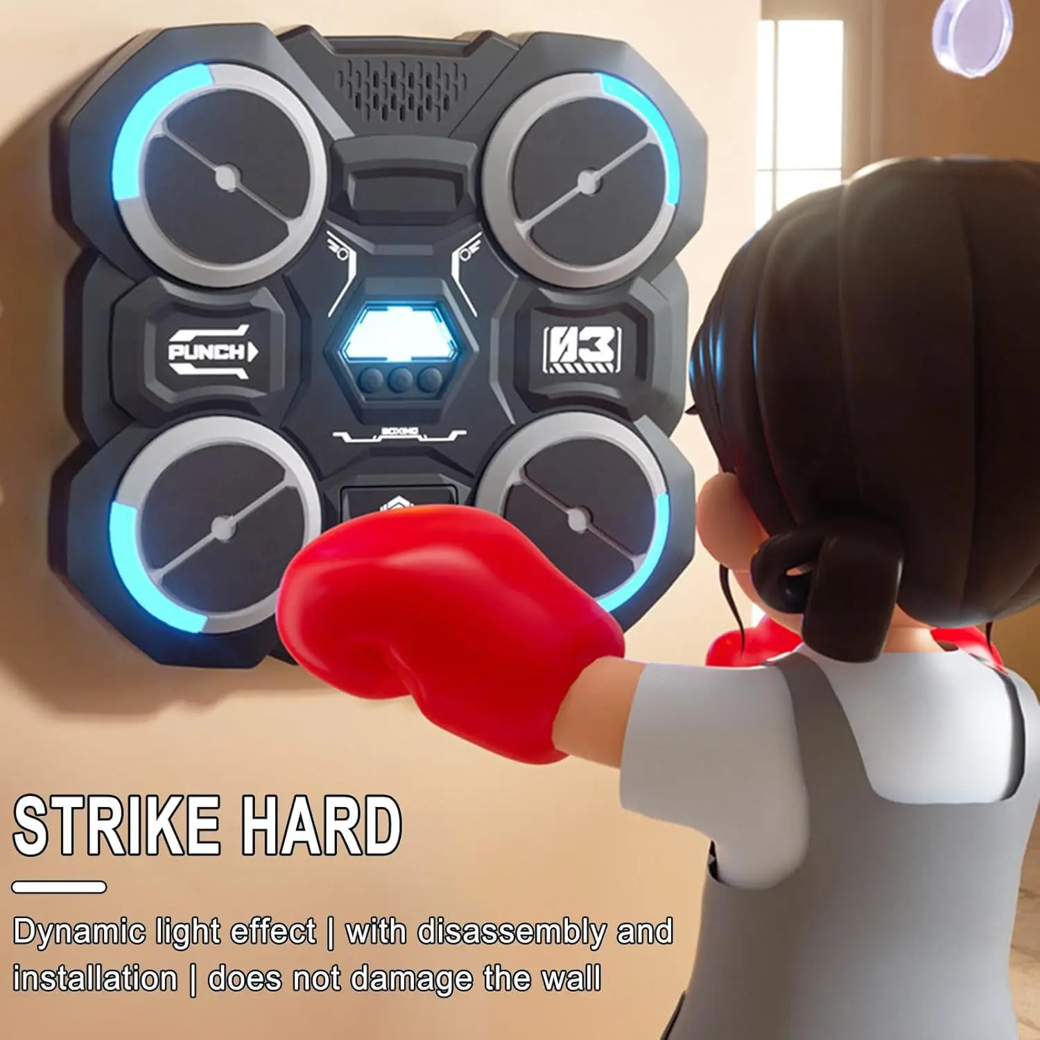 Music Boxing Machine with Music,Bluetooth Music Boxing Machine for Children Wall Mounted,Smart Music Boxing Game