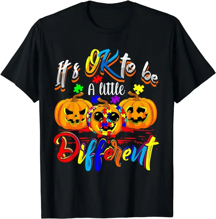 Autism Supporter T-shirt Halloween Pumpkin Celebrate Your Uniqueness Graphics Design for Women Men Unisex Style Printed TShirts