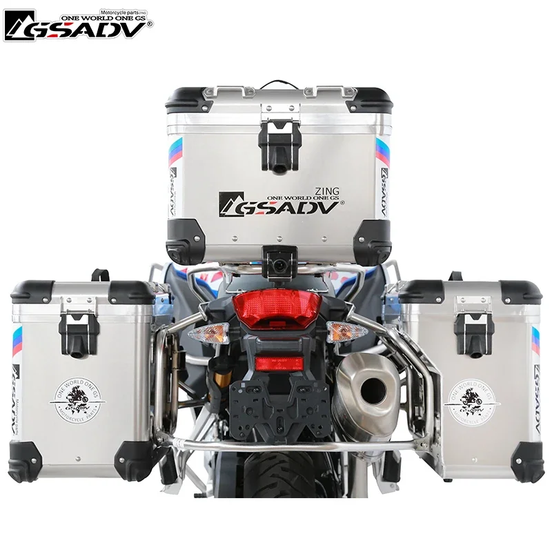 5083 Magnesium Aluminum Alloy Motorcycle Trunk Panniers Saddlebag Top Case Removable Steel Bracket for BMW F850GS ADV