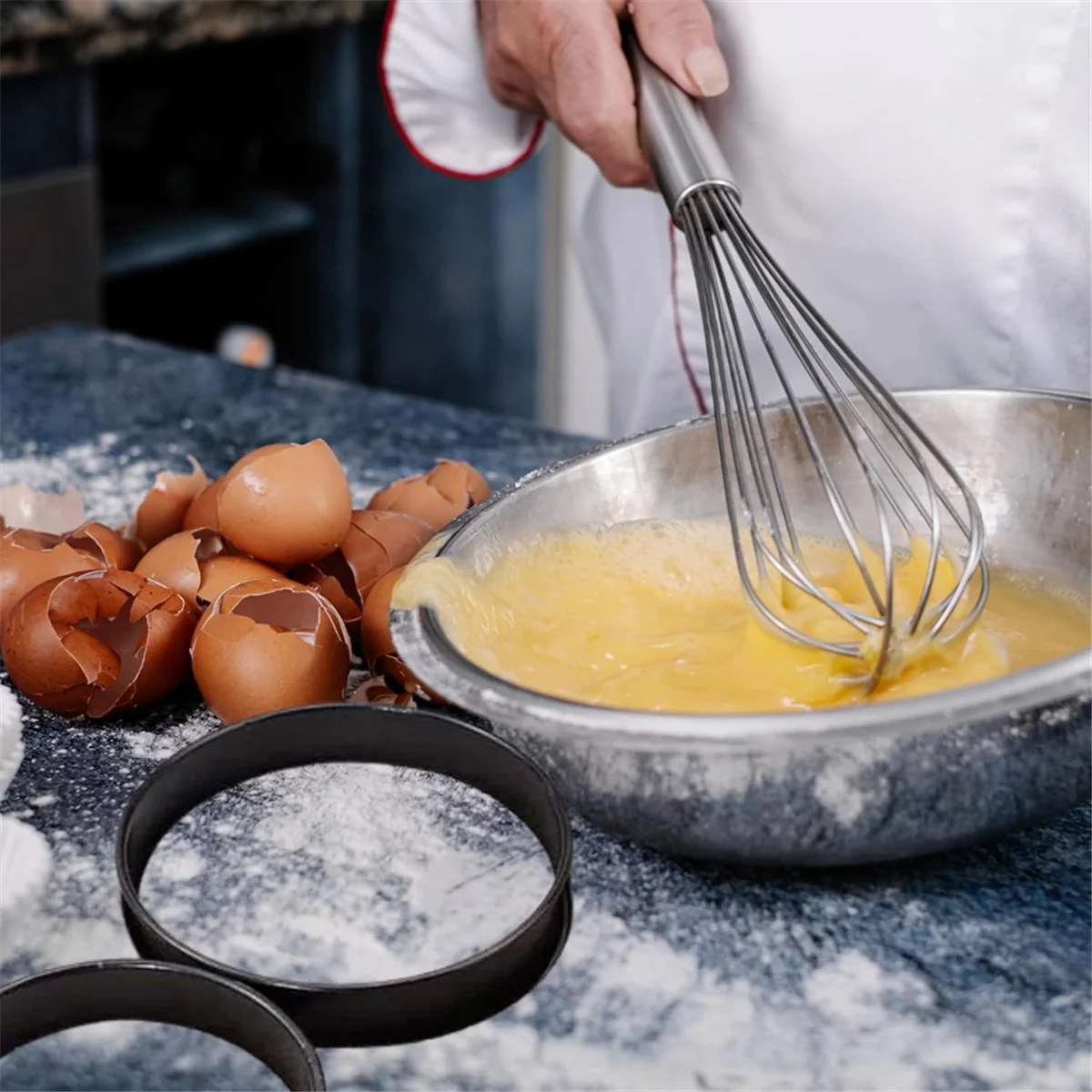 A88M, 8 упаковок, английские кольца для кексов из нержавеющей стали, 4-дюймовые кольца для пышек, антипригарная форма для кондитерских колец, кольца для яиц для жарки яиц