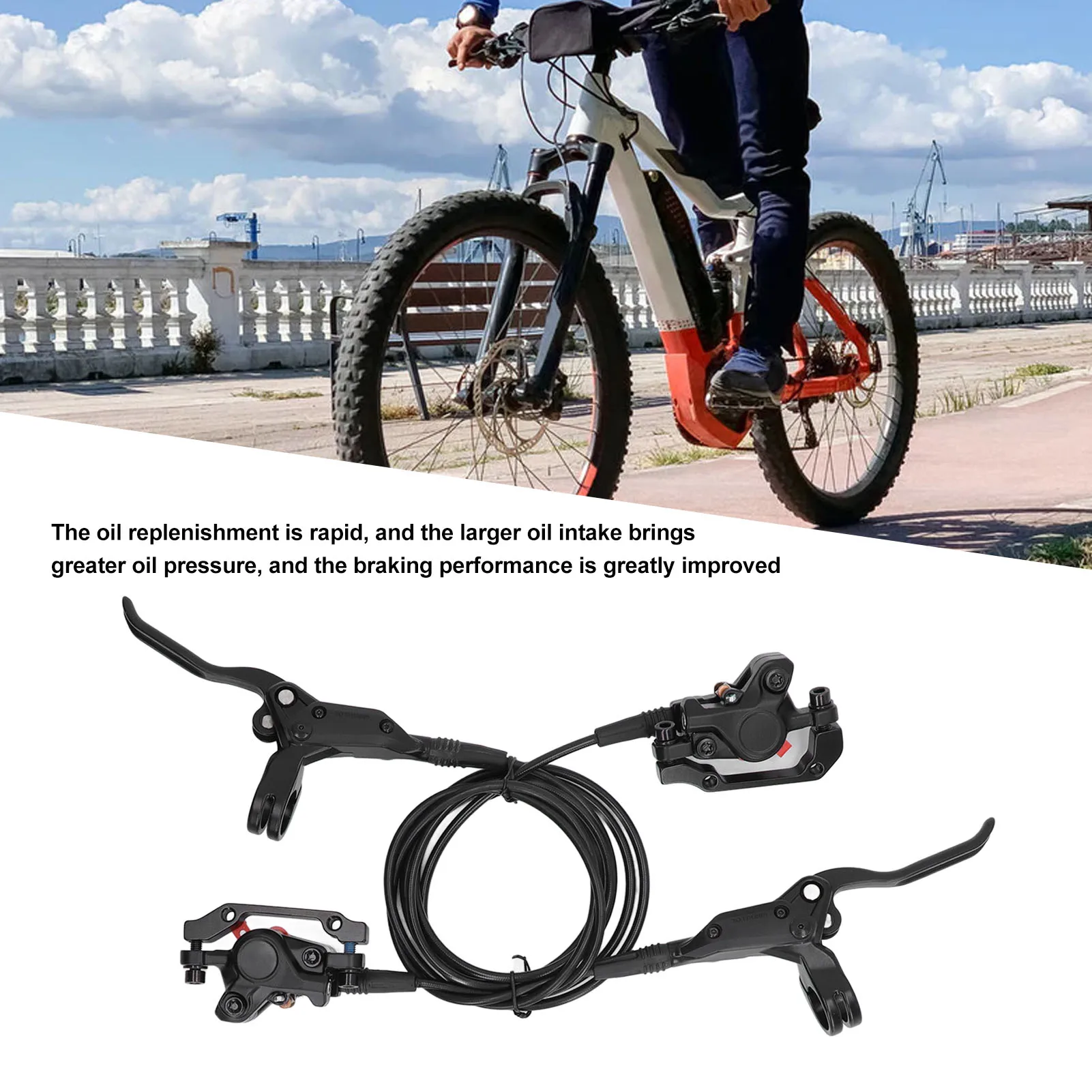 

Bike Hydraulic Brake Caliper Strong Braking Force Heat Resist 4 Piston Electric Bike Hydraulic Brake with Screw for Safe Riding