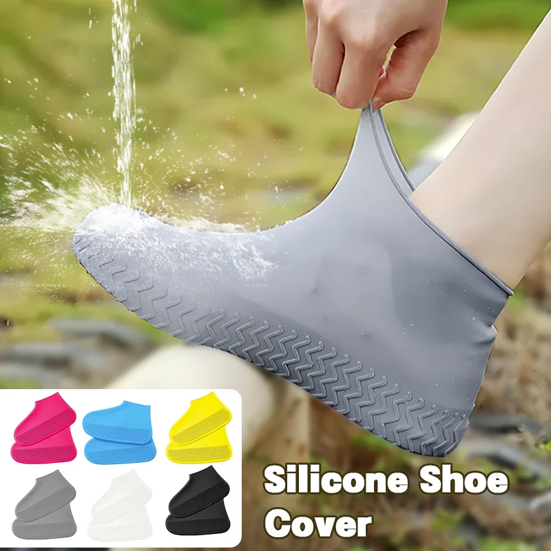 Chaussures de pluie antidérapantes réutilisables, couvre-bottes de pluie en caoutchouc pour l'extérieur, imperméables, chaussures de marche, couvre-chaussures en Latex, 1 paire