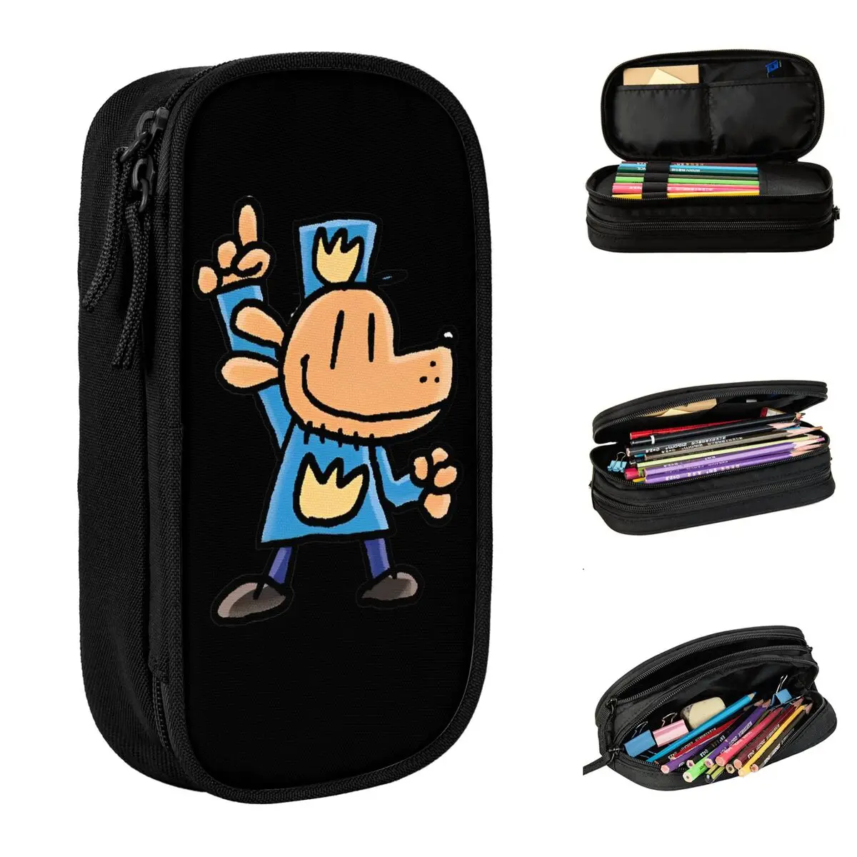 الكلب رجل Dogman الفيلم الهزلي مقلمة الإبداعية الكرتون الحيوانات القلم قلم رصاص أكياس الفتيات الفتيان الطلاب مدرسة سستة pencelcases