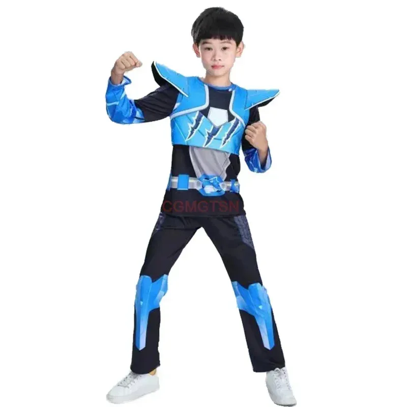 Wiwi 123cgmgtsn crianças mini força x cosplay traje volt sami lusi max role play topo e calças terno para meninos halloween criança clo
