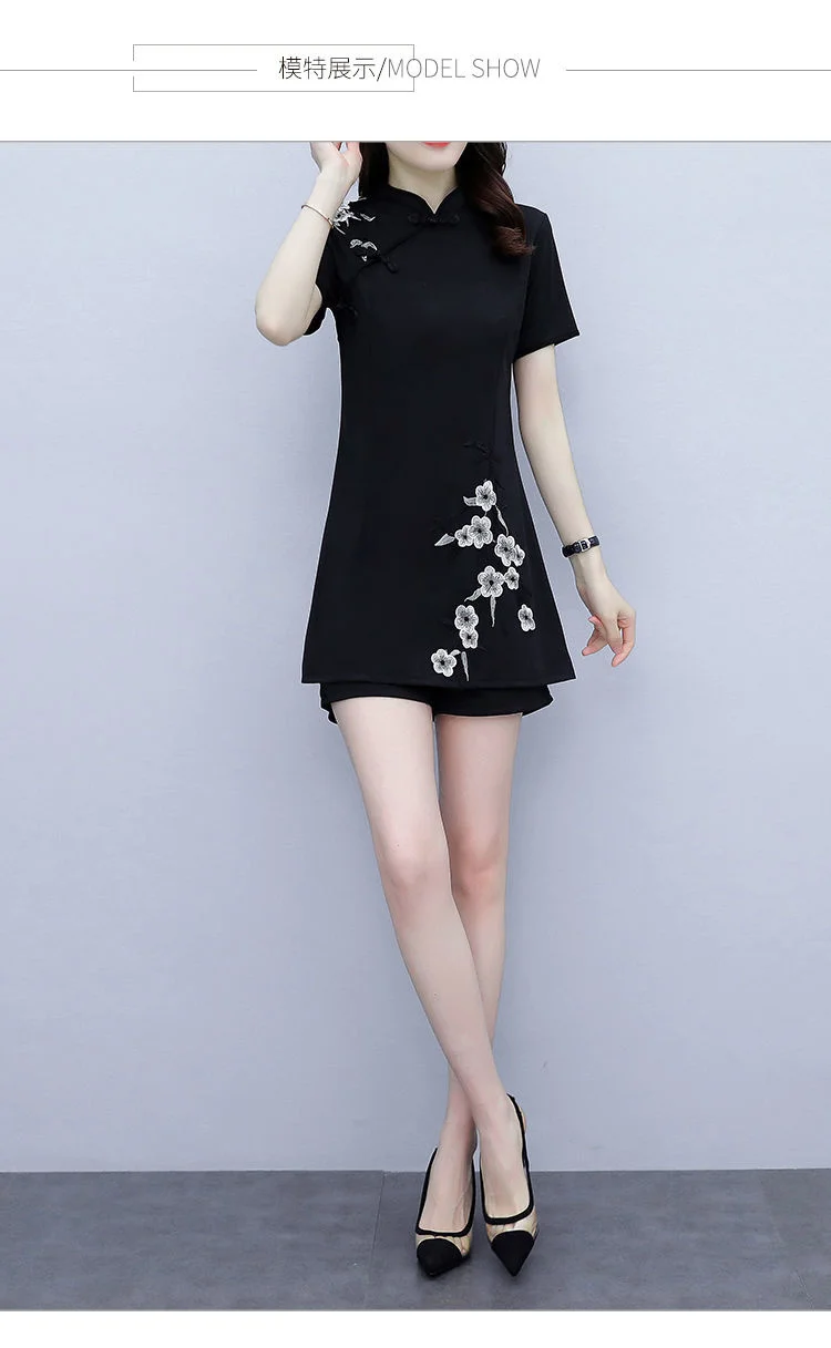 Frauen Anzug Chinesischen Stil Kleidung Zwei Stück Sets 2025, Sommer Neue Crop Top Und Shorts Retro Cheongsam Outfits Passenden für Frauen – Detail 15