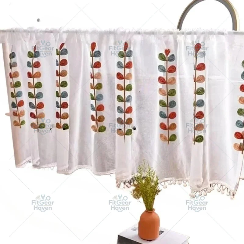 Suitable for decorating coffee shops with short curtains, doors, cabinets, and sheer curtains