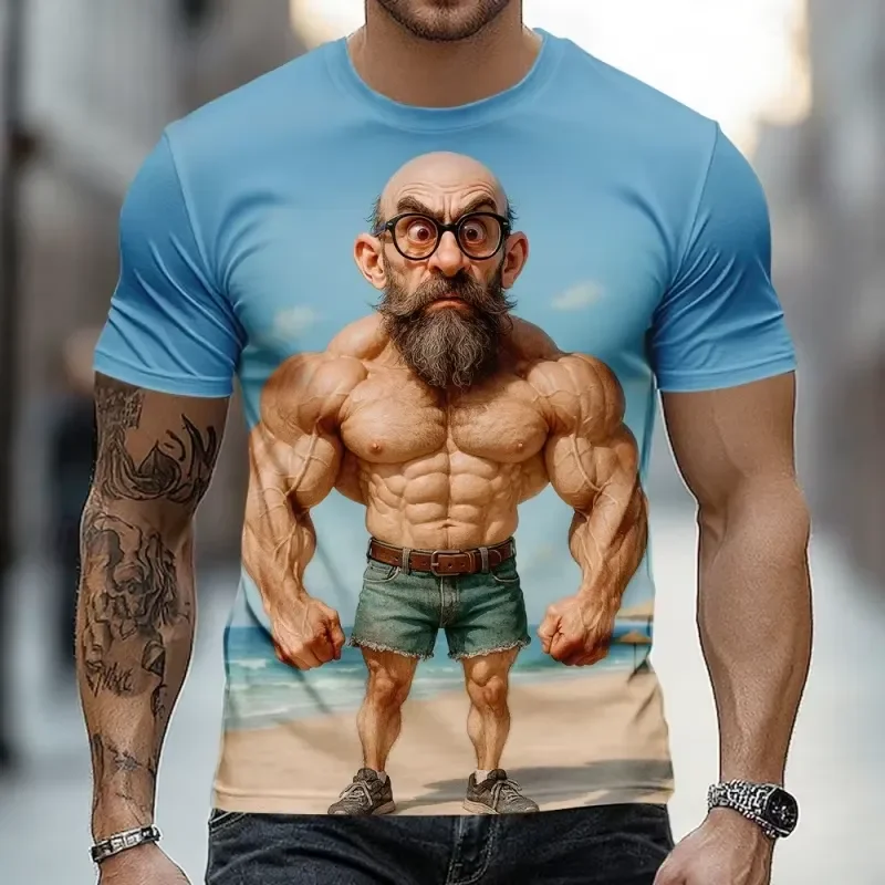 3D Printed Cartoon Old Man Graphic T Shirt Men Funny Summer Streetwear Casual Short Sleeve Round Neck Tee Top 2026 Fashion