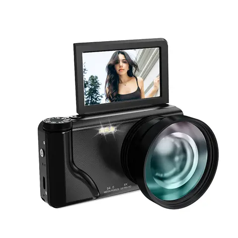 Vandlion A65 CCD 카메라 레트로 필터 3.0 플립 스크린 2000mAh 장시간 녹화 시간 경과 4K 울트라 비디오 카메라 Vlog 여행